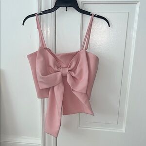 Blush Pink Bow Front Top with Adjustable Straps